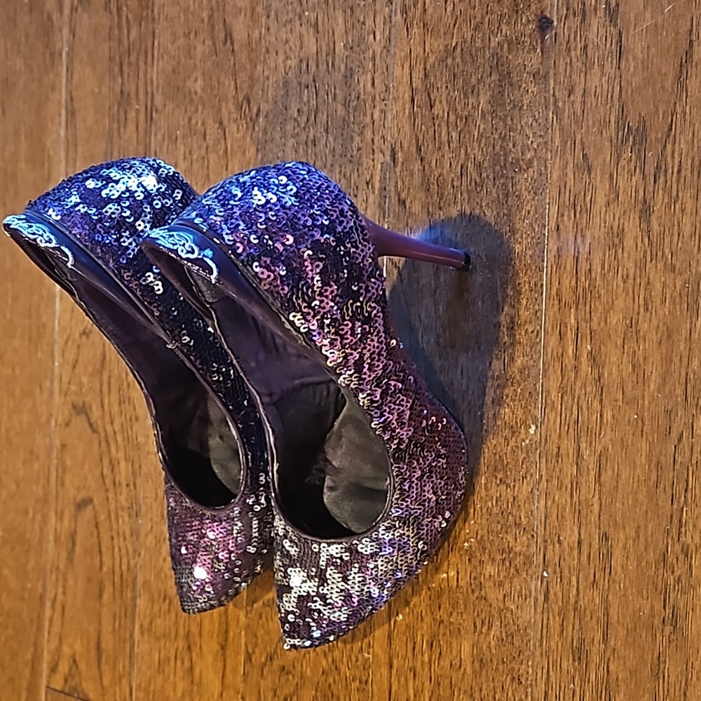 Ed Hardy Purple Silver Sequin shoes size 7 - Picture 5 of 10